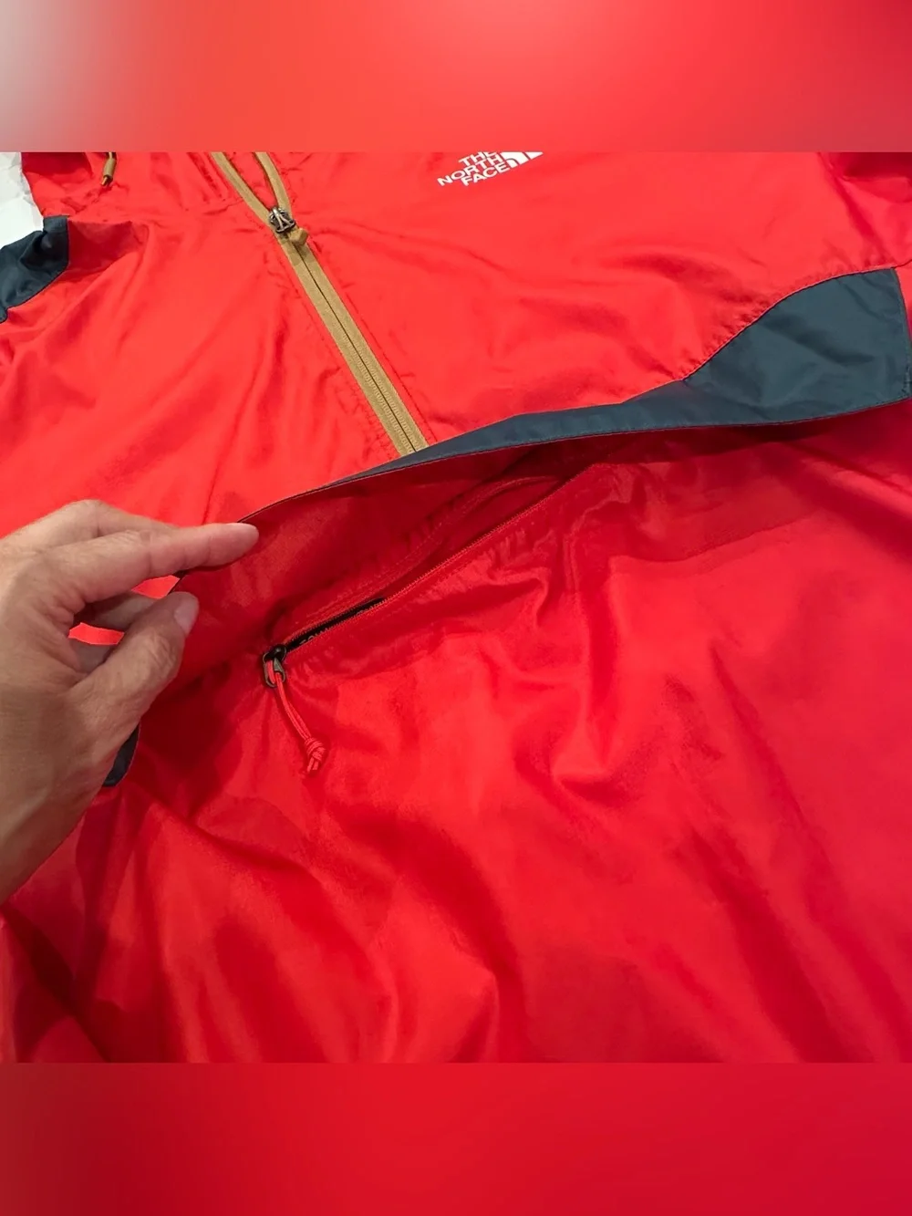 The North Face Windwall Anorak Jacket Mens M Red Navy Half Zip Windbreaker Gorp